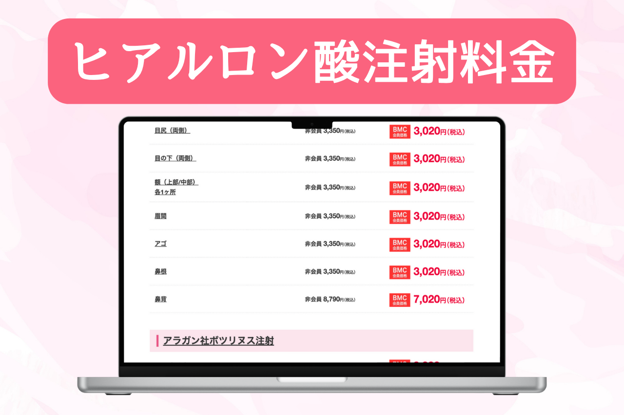 品川美容外科のヒアルロン酸注射料金