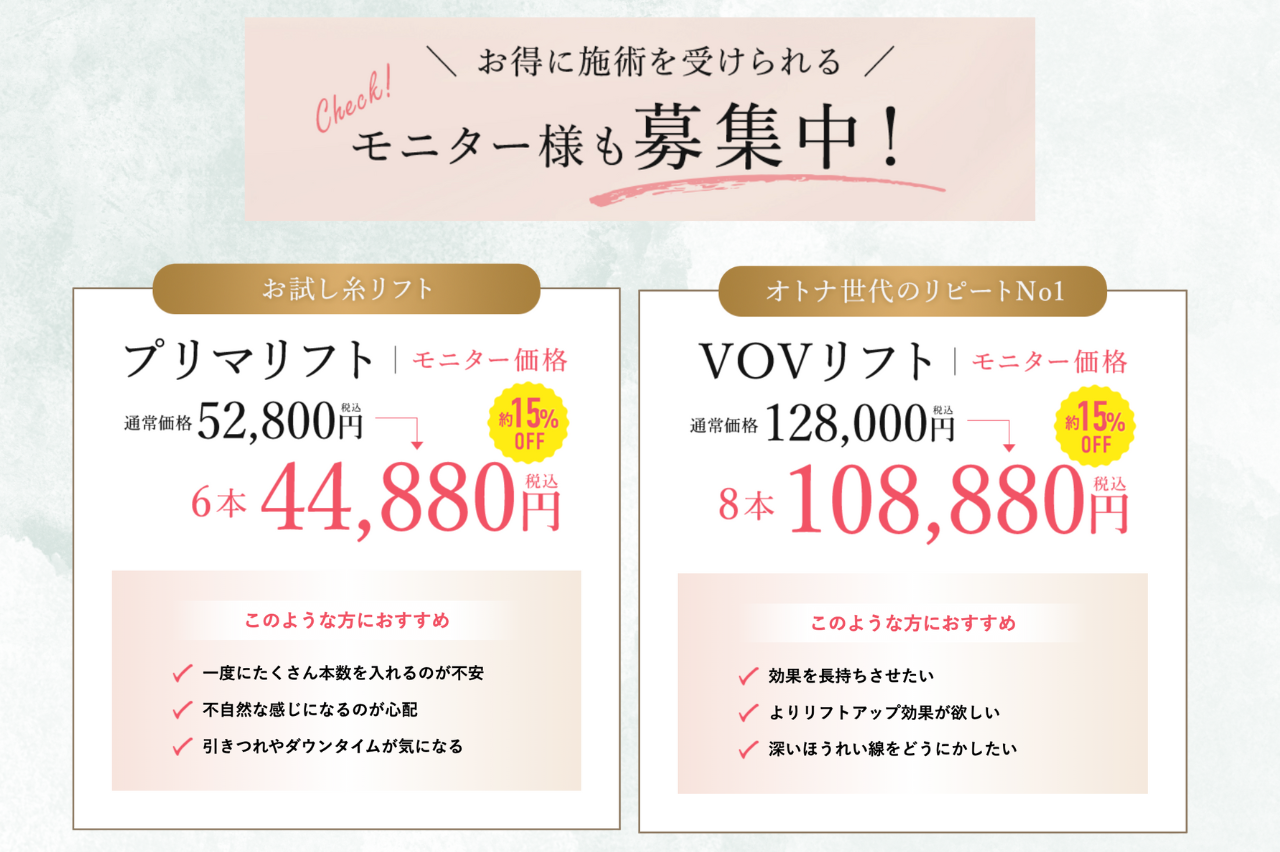 湘南　糸リフト　口コミ　料金　モニター