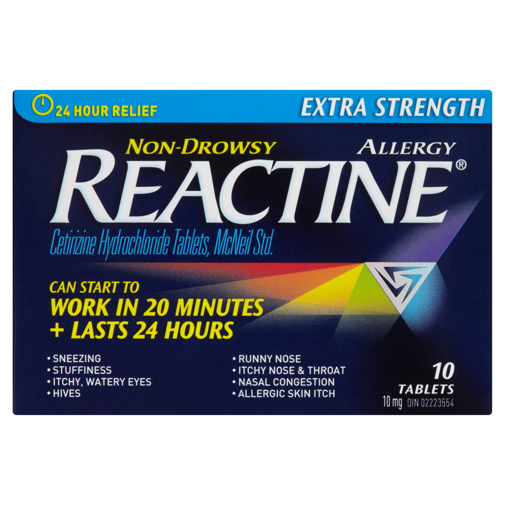 Reactine Extra Strength パッケージ