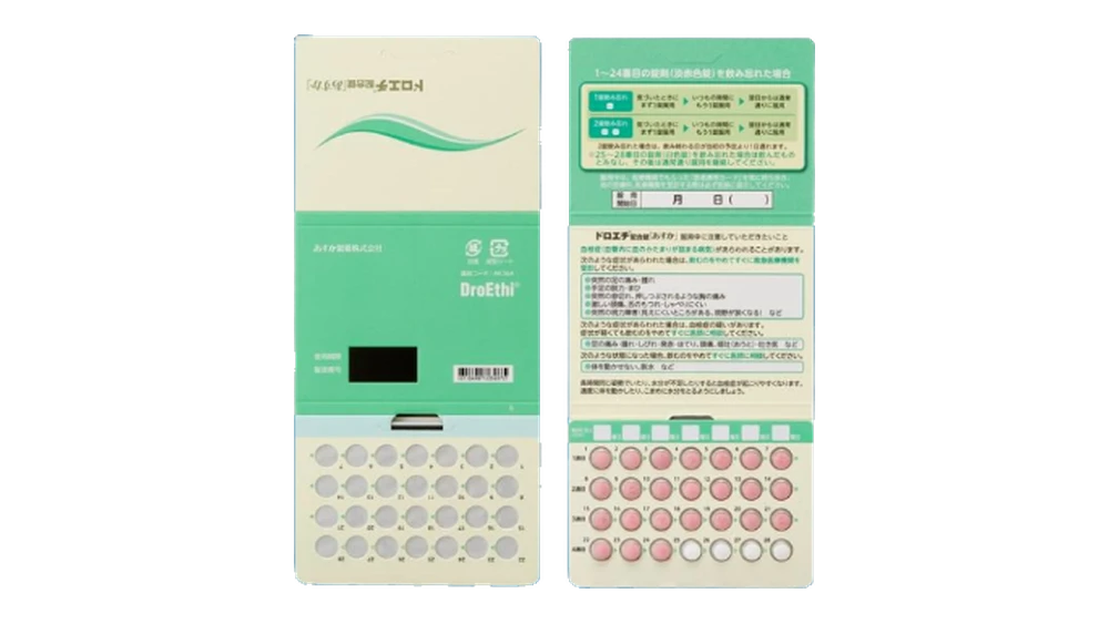 ドロエチ配合錠のパッケージとシートの写真